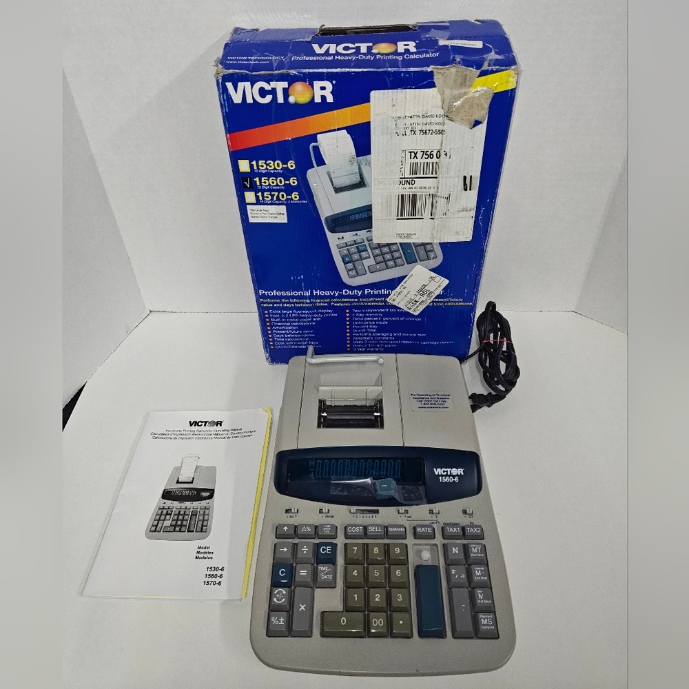 Victor 1560-6 Professional Heavy Duty Electronic Printing Calculator 12 Digit